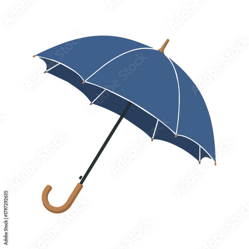 Minimalist and clean vector illustration of an umbrella, designed in flat style for icons, graphics, and weather-themed projects