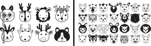 deer doodle vector, wildlife face sketch, forest character art, animal cartoon design, hunting nature illustration, ecological doodle drawing, black white line vector, creative forest concept, deer ca