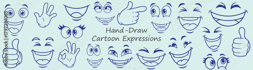 Cartoon Faces Expressions Emoticons Vector Graphics Happy Emotional Drawing Joyful Characters Expression Moods Smile
