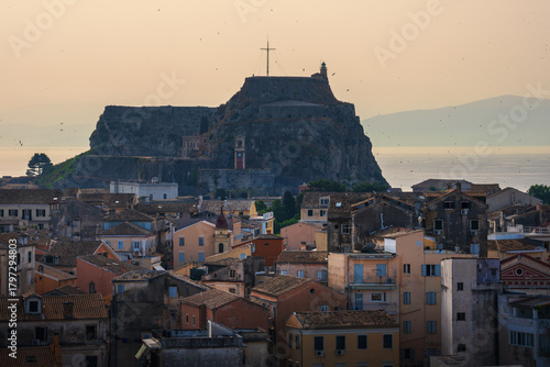 Fototapeta Naklejka Na Ścianę i Meble -  Corfu Greece Old Town and New Fortress Scenic Landscape