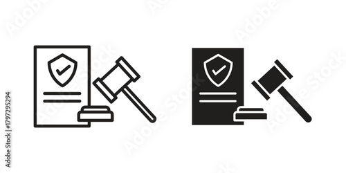 Code of conduct icon flat and thin stroke vector pack. Editable icons set