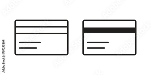 Credit card icon flat and thin stroke vector pack. Editable icons set