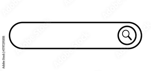 Illustration of a simple web search box on the internet with a magnifying glass icon. Search window, browser address, website, technology, network, application.