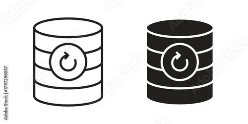Data backup icon flat and thin stroke vector pack. Editable icons set