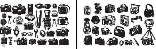 Camera Illustration Drawing, Photography Line Art, Hand Drawn Camera Vector, Minimal Photographer Design, Black and White Camera Art, Vintage Camera Sketch, Retro Camera Illustration, Film Camera Vect