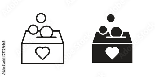 Donations icon flat and thin stroke vector pack. Editable icons set