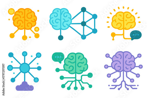 Artificial intelligence and machine learning brain concepts for data processing and neural networks