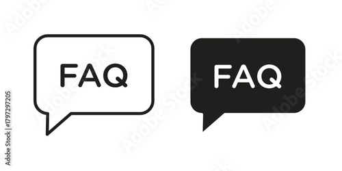 FAQ icon flat and thin stroke vector pack. Editable icons set