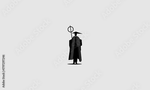 minimalist wanderer monk fantasy character design