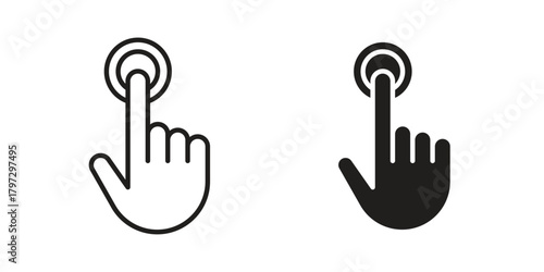 finger tap icon flat and thin stroke vector pack. Editable icons set