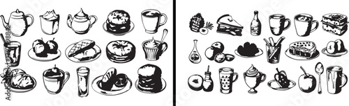 dessert clipart, bakery sweets vector, cupcake illustration, pastry art design, chocolate dessert icons, sweet treat drawing, confectionery vector, dessert shop graphics, cute bakery clipart, deliciou