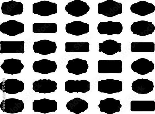 Collection of Twenty Four Black Decorative Frames with White Borders in a Variety of Shapes and Styles