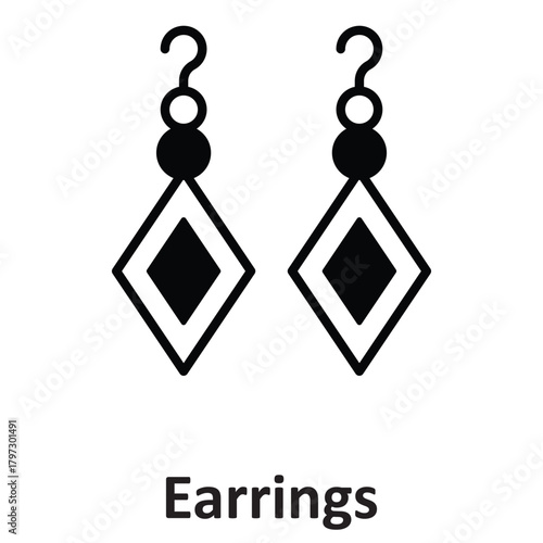 Earrings Vector Icon which can easily modify or edit