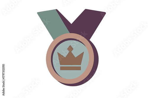 Stylized gold award medal with a crown icon suspended from a ribbon symbolizing success