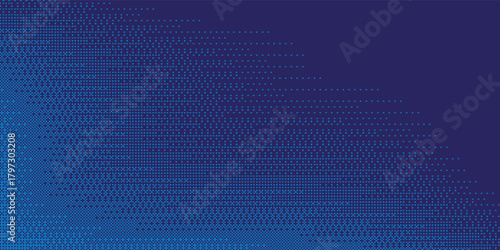 abstract blue digital graphic design with binary halftone texture background. modern vector digital pixel background eps 10