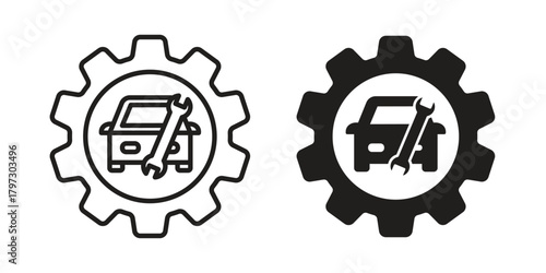 Car mechanic icon set. Outline symbol editable.
