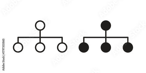 Chart tree icon set. Outline symbol editable.