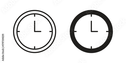 Clock icon set. Outline symbol editable.