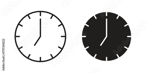 Clock seven icon set. Outline symbol editable.
