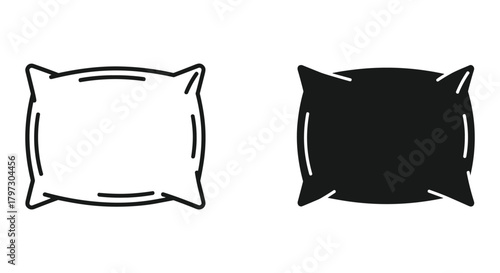 Comfortable pillow icon vector set featuring outline and solid glyph for bedding, sleep, and rest concepts. minimalistic design.