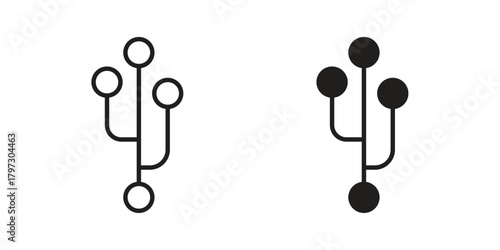 Code branch icon set. Outline symbol editable.