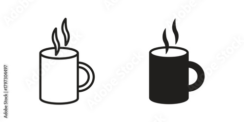 Coffee icon set. Outline symbol editable.