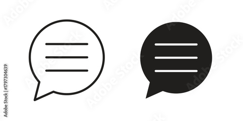 Comment icon set. Outline symbol editable.