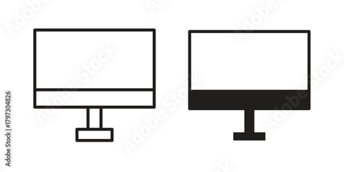 Computer screen icon set. Outline symbol editable.
