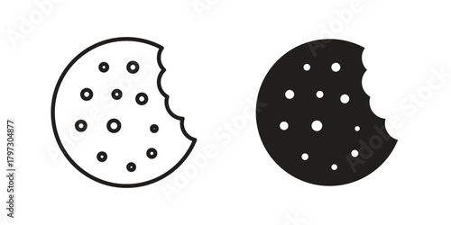 Cookie icon set. Outline symbol editable.