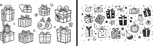  gift box clipart, present vector, holiday gift illustration, celebration design art, surprise box icons, birthday package drawing, festive gift vector, hand drawn presents, event party artwork, cute 
