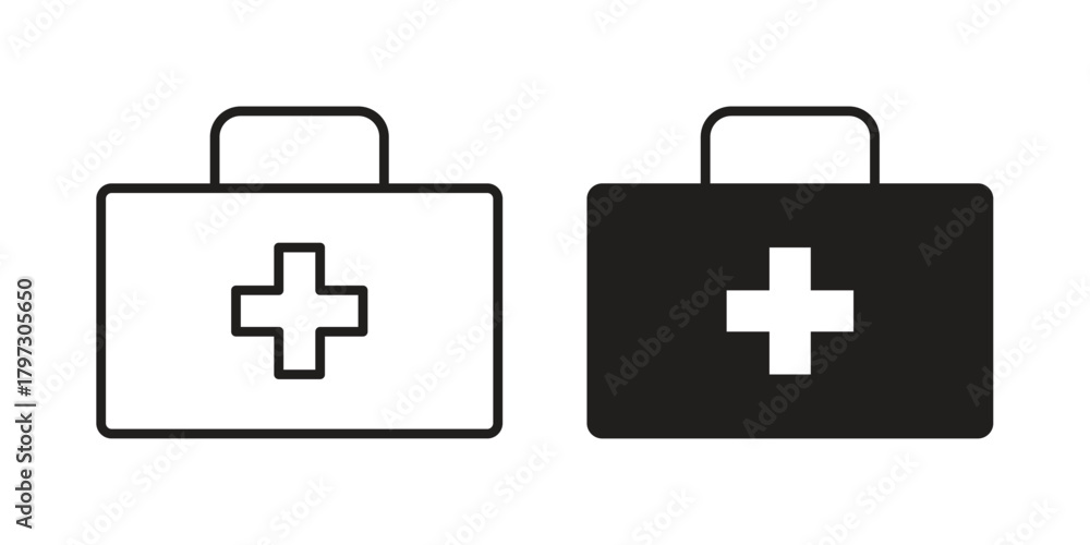 Fototapeta premium Doctor bag icon set. Outline symbol editable.