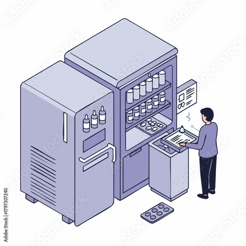 Isometric Detailed Pharmacy Compounding Sterile Preparations Inside Hospital Equipment Illustration
