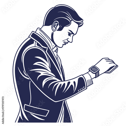 Thief carrying credit card gun and bag cartoon illustration with people retro style