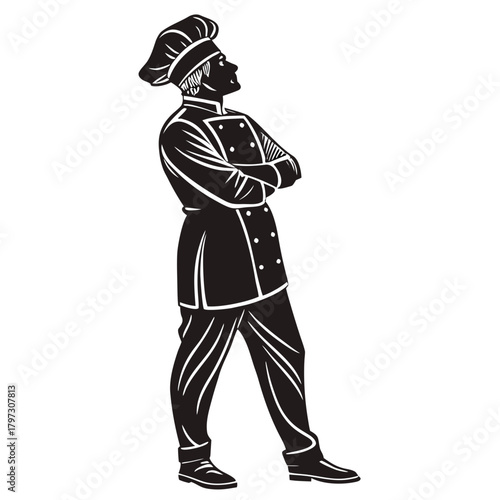 Silhouette of a man with gun vector illustration in black cartoon style
