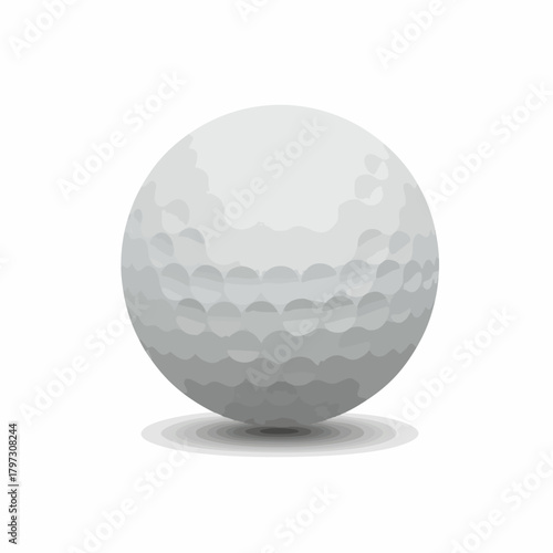 Realistic Shaded Golf Ball Isolated on White Background for Sport Design