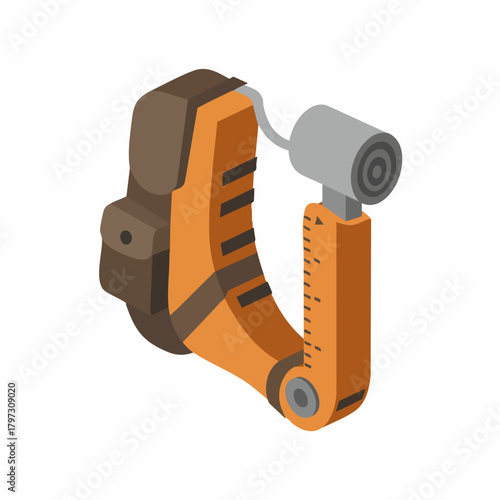 Isometric Robotic Arm Industrial Equipment Mechanical Device Machinery Illustration
