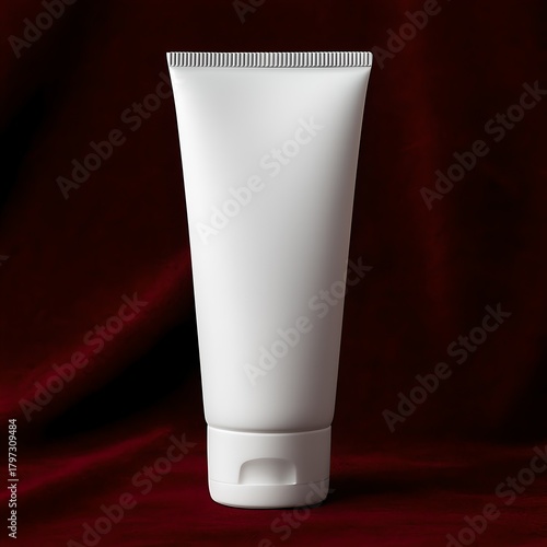 Wallpaper Mural white lotion tube mockup, high-end packaging on red backstage Torontodigital.ca
