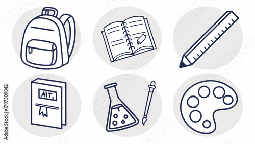 Simple Outline Drawing of a Backpack with Front Pocket and Straps