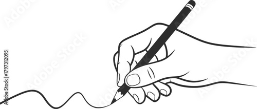 Hand Drawing with Pencil Line Art Illustration.
