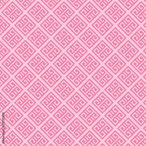 Pink greek key seamless pattern. Seamless geometric pink pattern