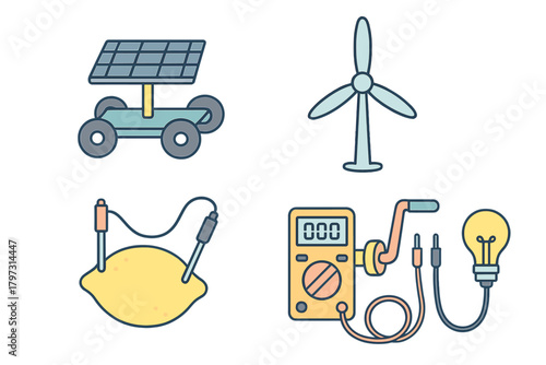 Renewable energy sources and basic science concepts for electricity generation