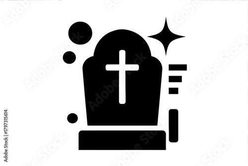 Minimalist gravestone with a cross symbolizing burial, death, and memorial services