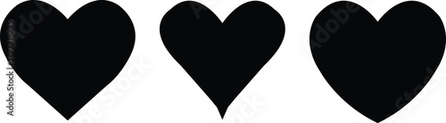 Printheart icons set in black flat style. Vector set heart shapes . Valentine's Day , medicine concept . Love passion concept. Romantic design. modern simple heart isolated on transparent background