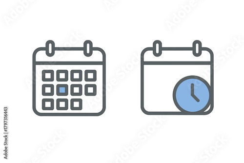 Calendar and clock icons symbolizing scheduling appointments deadlines and time management