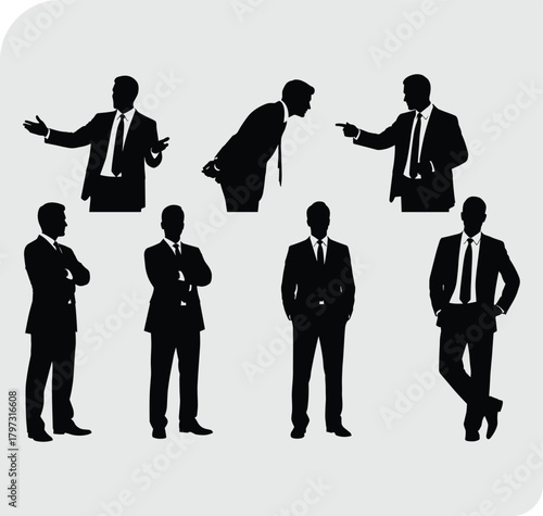 Businessman silhouettes, professional men, corporate attire, confident gestures, leadership style, teamwork, communication, executive posture, office behavior, business presentation