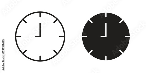 Clock nine icon flat and stroke collection for ui ux work.