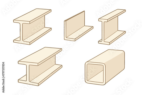Structural metal beams and profiles used in architecture and heavy construction
