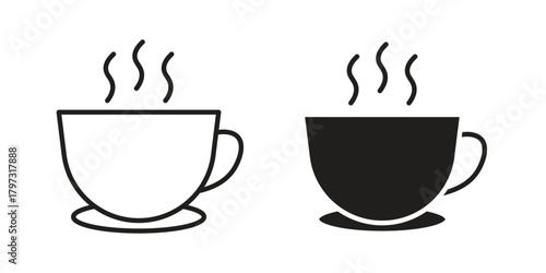 Coffee icon flat and stroke collection for ui ux work.