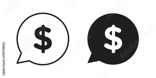 Comment dollar icon flat and stroke collection for ui ux work.