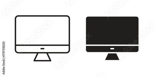 Computer screen icon flat and stroke collection for ui ux work.